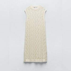 Zara Ivory long  Knit Sleeveless Dress